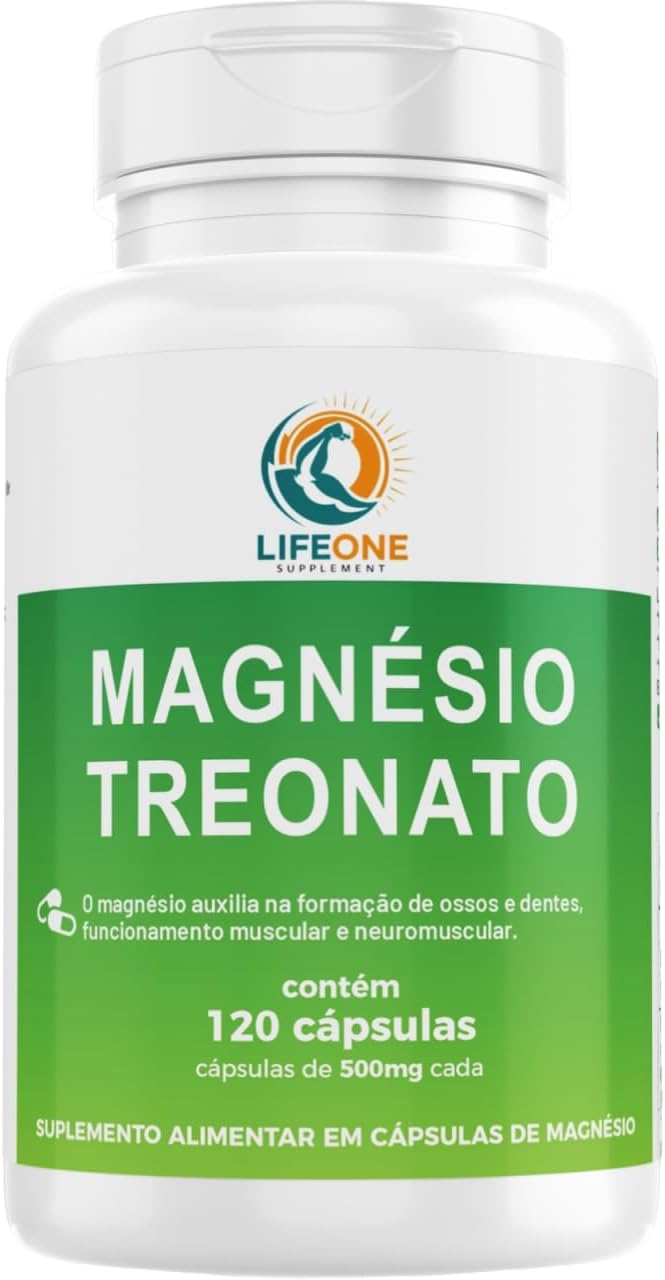Magnésio Treonato 500mg, 120 Cápsulas, Life One
