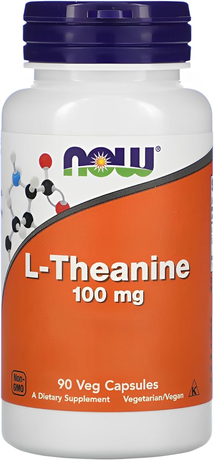 NOW Meals L-Theanine Teanina 100mg 90 Veg Cáps Importado