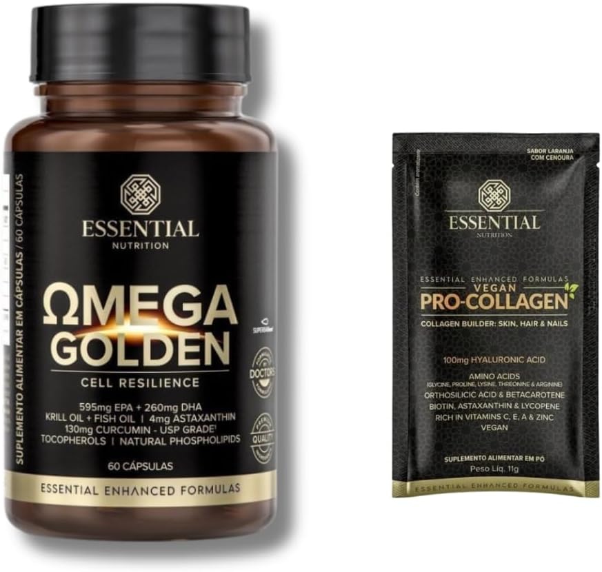 Ômega Golden Essential Nutrition - c/Curcumina, astaxantina e tocoferóis - 60 Cápsulas + Amostra
