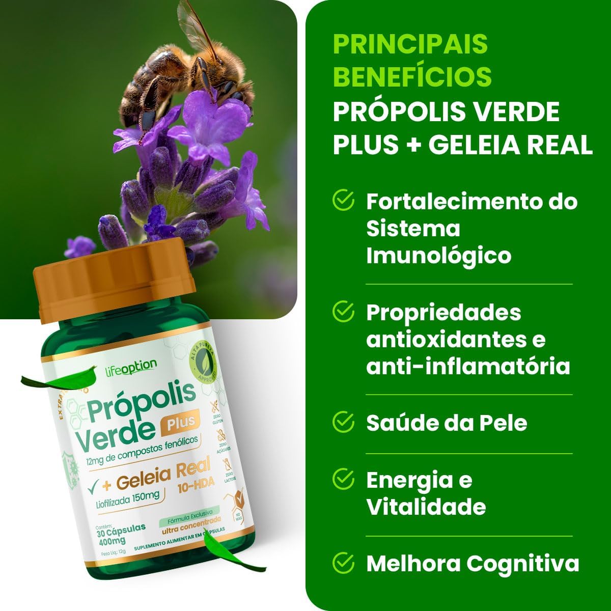 Própolis Verde Plus + Geleia Actual Life Choice | Imunidade, Energia e Bem-Estar Pure