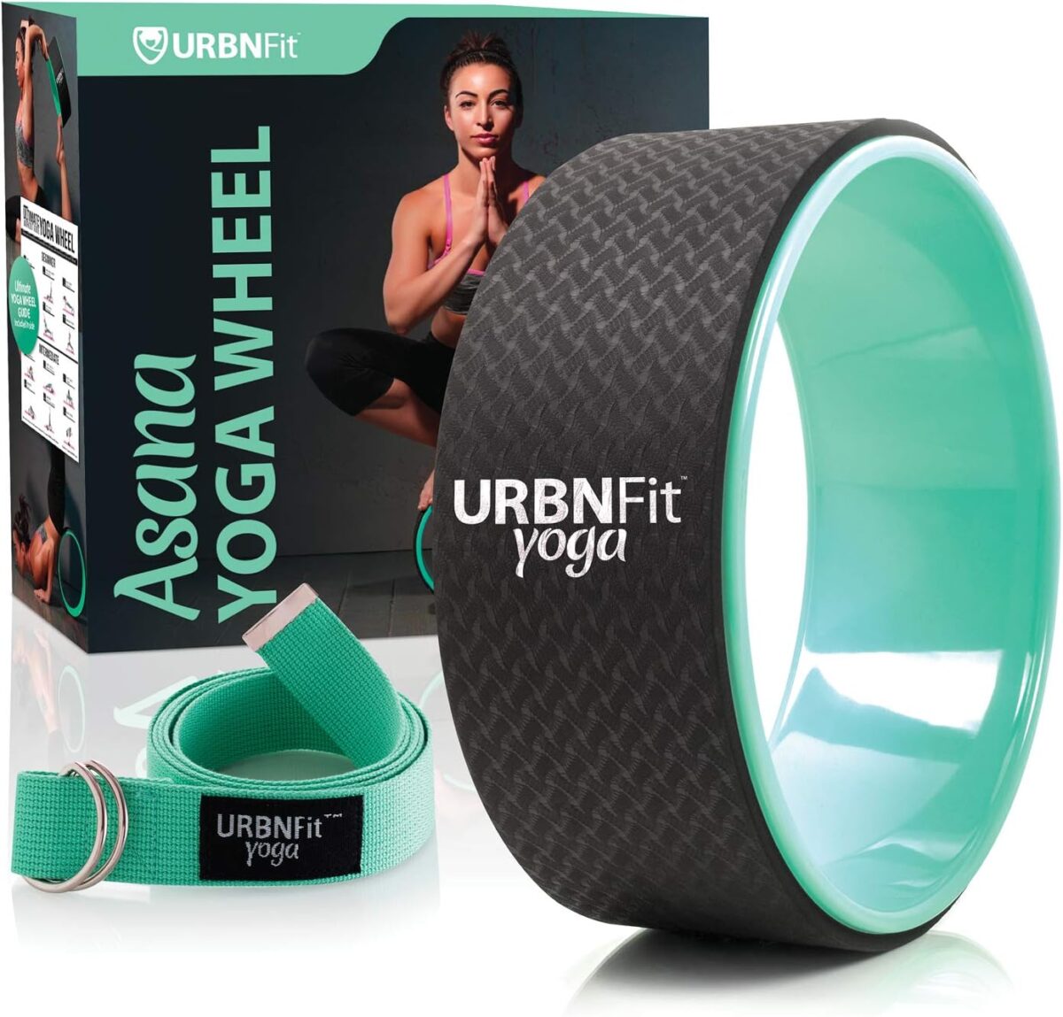 Roda e alça para ioga URBNFit – Projetado para Dharma Yoga Roda Pose – para esticar e aumentar a flexibilidade