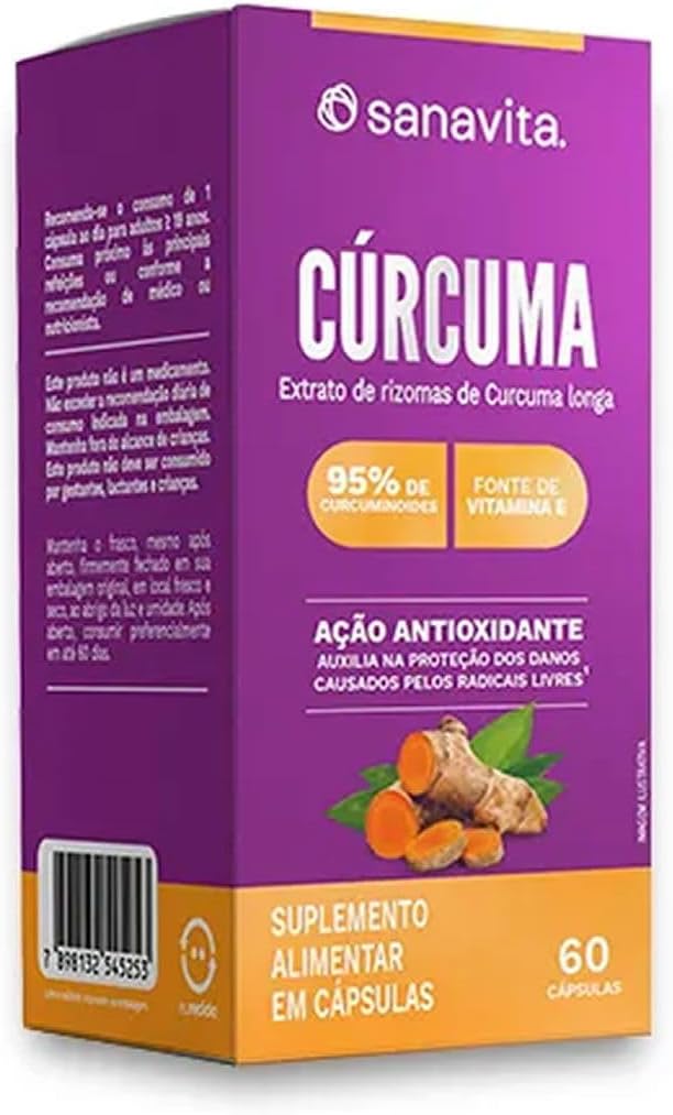 Sanavita Cúrcuma Concentrada - Antioxidante Natural - Absorção Otimizada - 60 Cápsulas