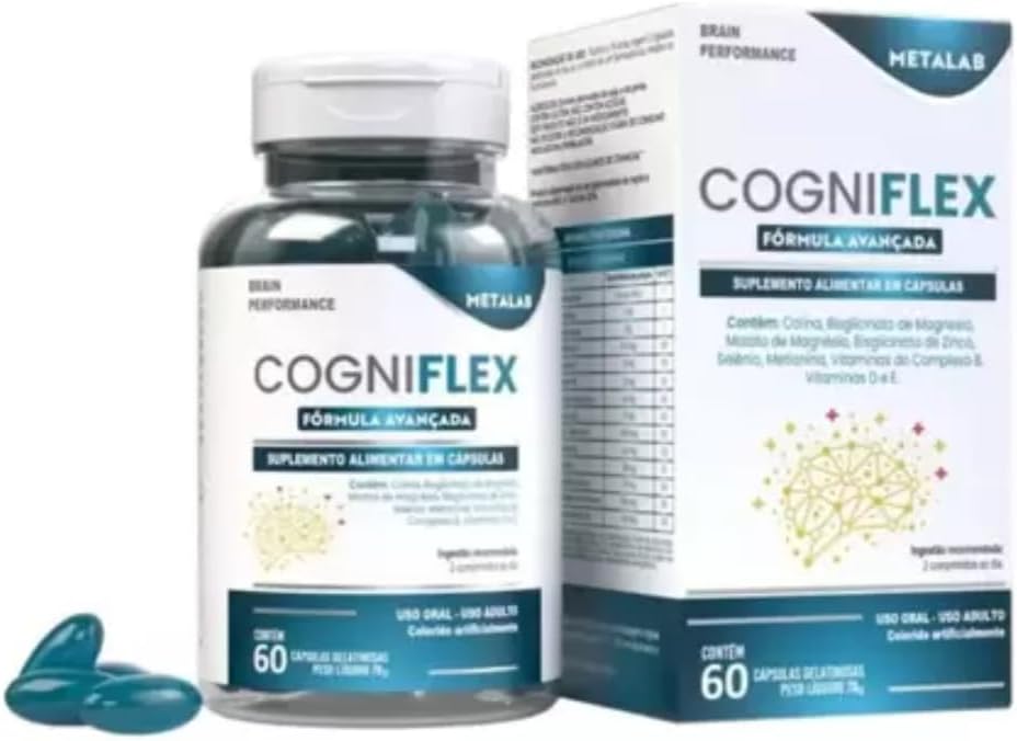 Suplemento Cogniflex Vitaminas do Complexo B, Proteínas, Zinco, Magnésio 60 capsulas, Metalab