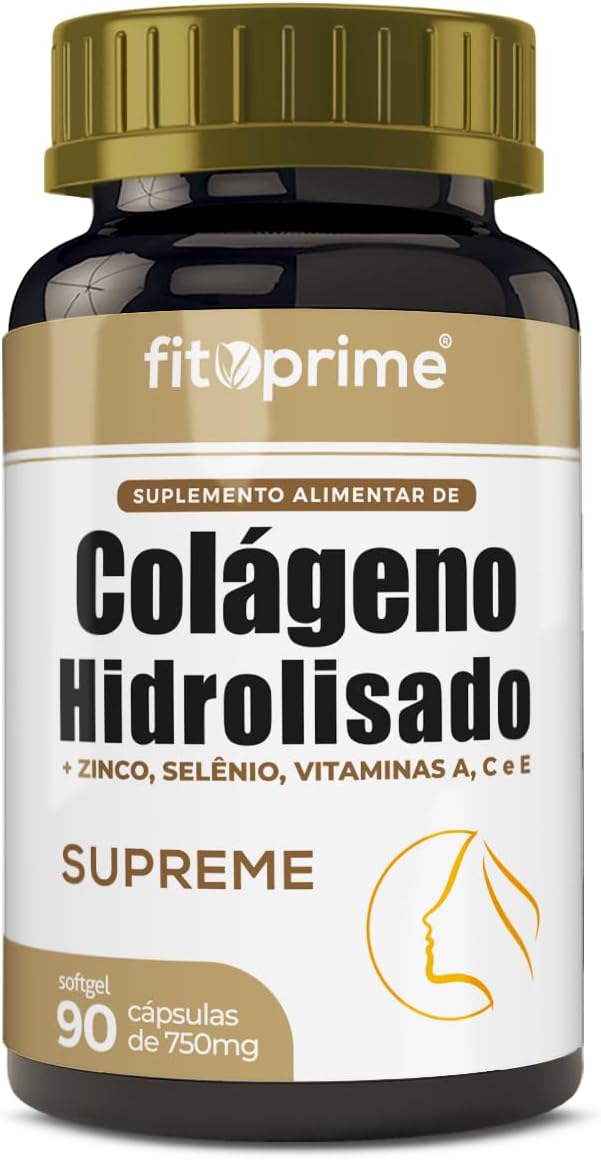 Suplemento Em Cápsulas De Colágeno Hidrolisado Supreme Vitaminas A C E Zinco Selênio Fitoprime Pote 90 Cápsulas Softgel