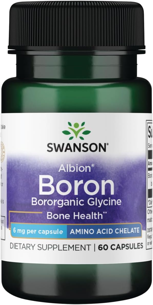 Swanson Boron from Albion – Boroganic Glycine Complement Supporting Joint Well being & Bone Well being – Excessive Absorption Formulation Could Help Total Stability – (60 Capsules, 6mg Every) 3 Pack