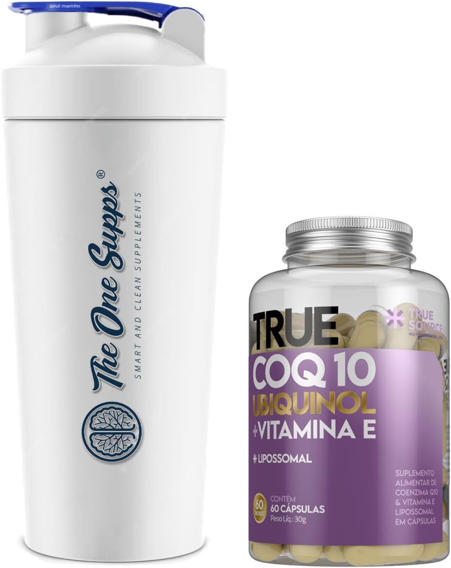 True Coq10 Ubiquinol + Vitamina E + Lipossomal (60 Cápsulas) – True Supply + Coqueteleira The One 600ml